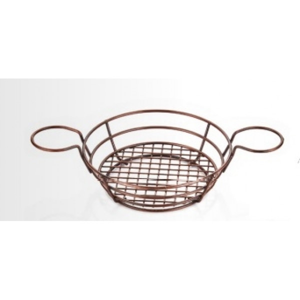 Rustic Copper Round Serving Basket 17*6 cm