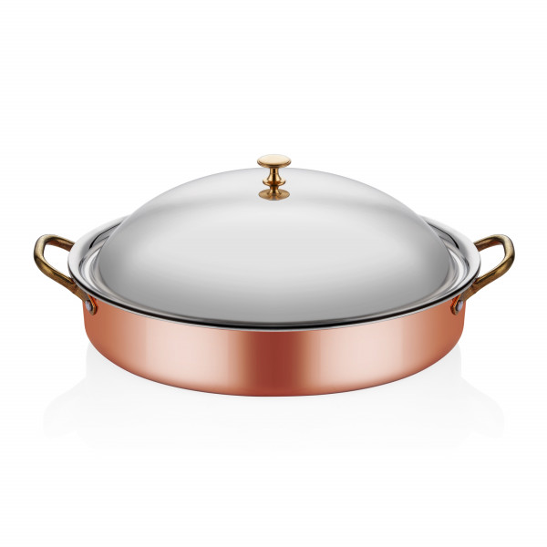 Copper Oval Deep Dish + Lid 28*21*6 cm