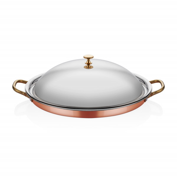 Copper Oval Shalow Dish + Lid 28*21*3 cm