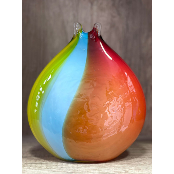 Renkli Cam Oval Vazo