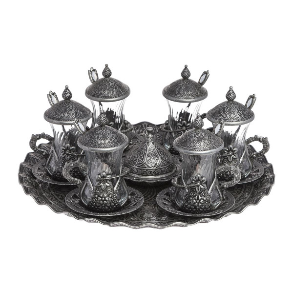  TEA SET WITH TRAY AND SPOON