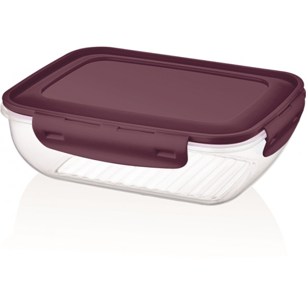 COOK&LOCK COLORED COVER RECTANGULAR STORAGE CONTAINER 650 ML (SHALLOW)