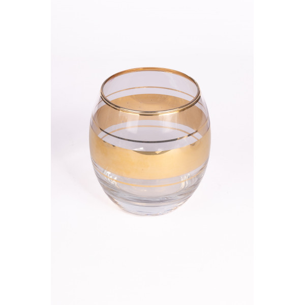  كأس زجاجي شفاف بحلقات ذهبية