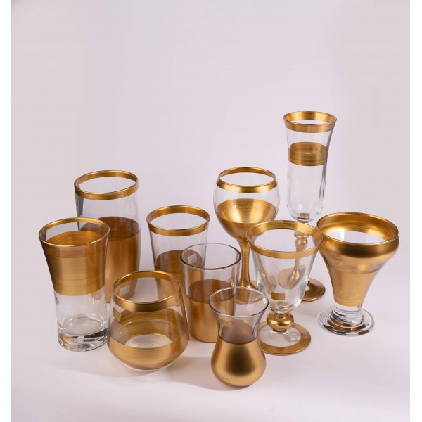  مجموعة اواني زجاجية بحلقات ذهبية