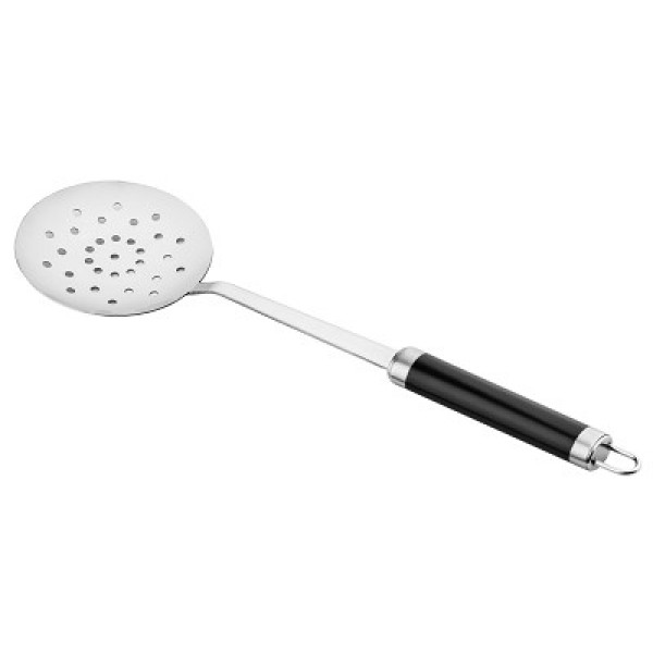 icon black silver serving perforated ladle