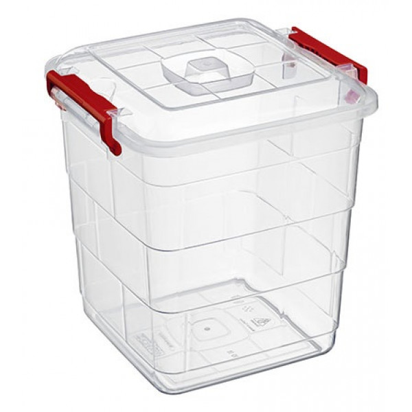  صندوق تخزين بلاستيكي شفاف "TETRIS" مربع (20 ليتر)
