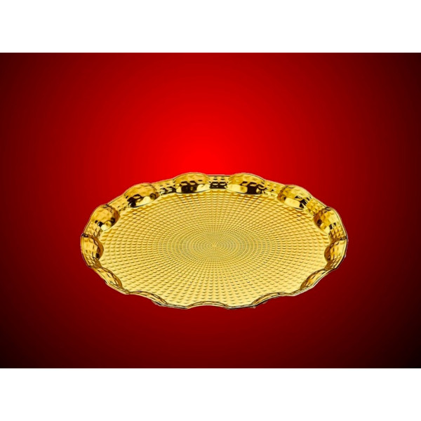 306A Büyük Bombeli Tepsi Altın (30 cm )