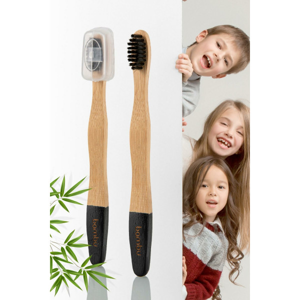 Bambu Çocuk Diş Fırçası Siyah Yumuşak, Ergonomik, Antibakteriyel, Ekolojik, Hijyenik