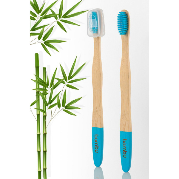 Bambu Yetişkin Diş Fırçası Mavi Yumuşak, Ergonomik, Antibakteriyel, Ekolojik, Hijyenik