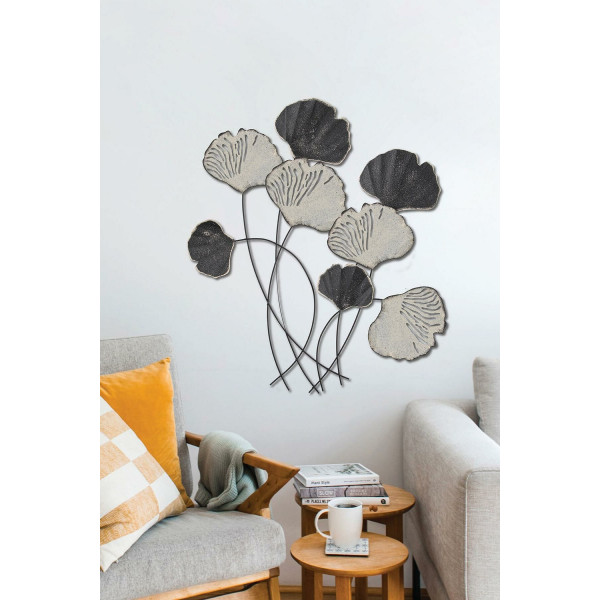 Doreart Black&White Clover Metal Duvar Tablosu, Ev Ofis Duvar Panosu CH113-2