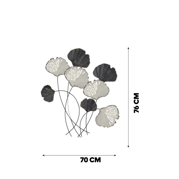 Doreart Black&White Clover Metal Duvar Tablosu, Ev Ofis Duvar Panosu CH113-2