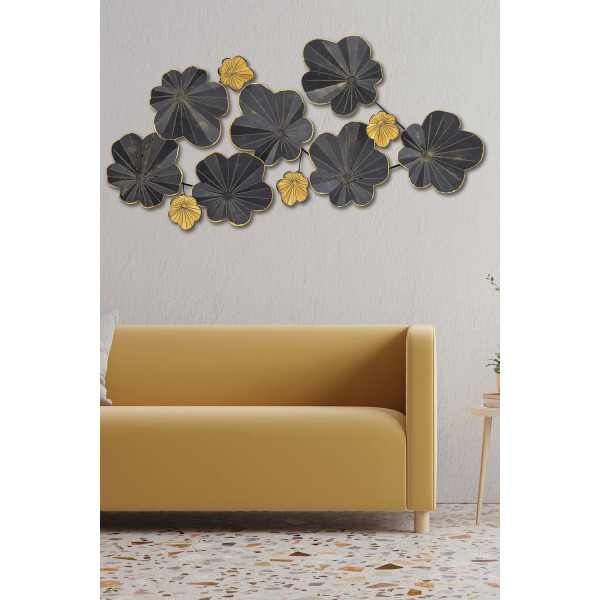 Doreart Black Bougainvillea Metal Duvar Tablosu, Ev Ofis Duvar Panosu CH114-1