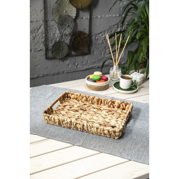 Wicker Dikdörtgen Rattan Hasır Dekoratif Tepsi, Small Banyo Tepsis - 32x23x4cm