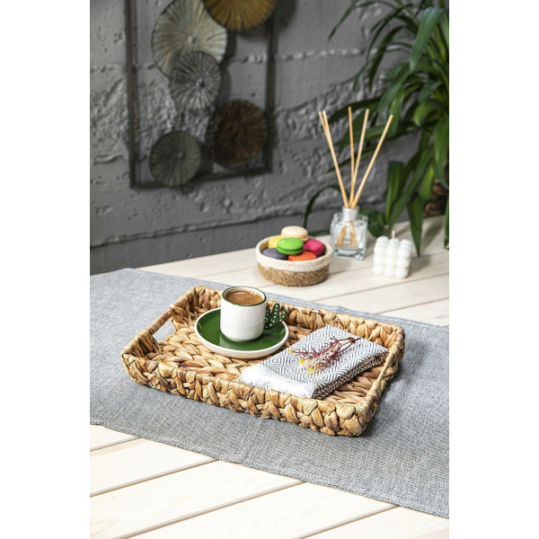 Wicker Dikdörtgen Rattan Hasır Dekoratif Tepsi, Small Banyo Tepsis - 32x23x4cm