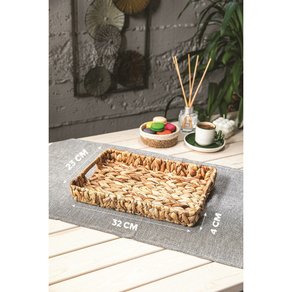 Wicker Dikdörtgen Rattan Hasır Dekoratif Tepsi, Small Banyo Tepsis - 32x23x4cm