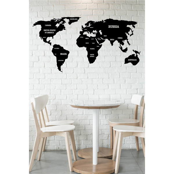 DoreArt World Map 3 Metal Duvar Tablosu, Ev Ofis Duvar Panosu