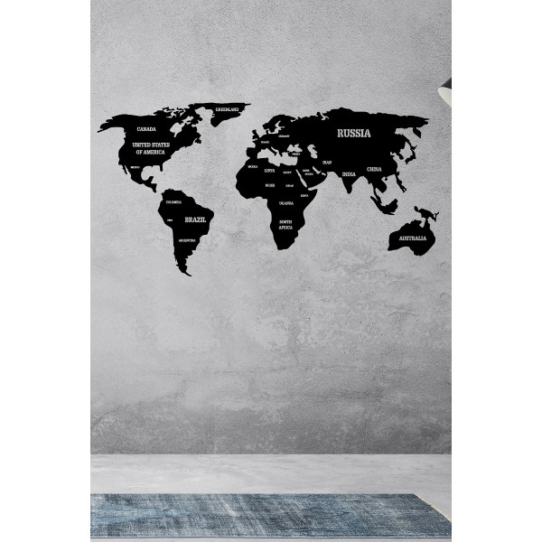 DoreArt World Map 4 Metal Duvar Tablosu, Ev Ofis Duvar Panosu