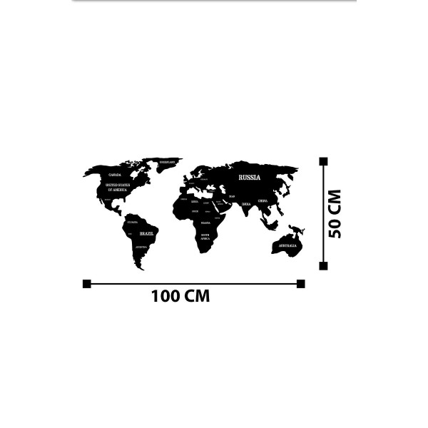 DoreArt World Map 4 Metal Duvar Tablosu, Ev Ofis Duvar Panosu