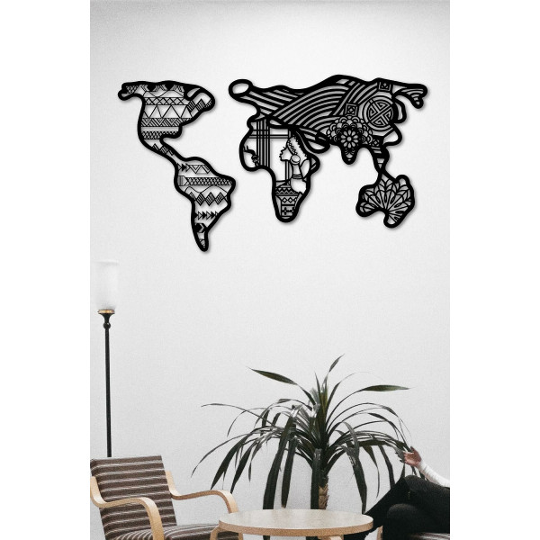 DoreArt World Map 8 Metal Duvar Tablosu, Ev Ofis Duvar Panosu