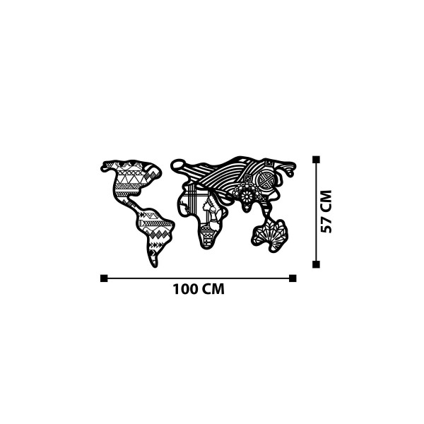 DoreArt World Map 8 Metal Duvar Tablosu, Ev Ofis Duvar Panosu