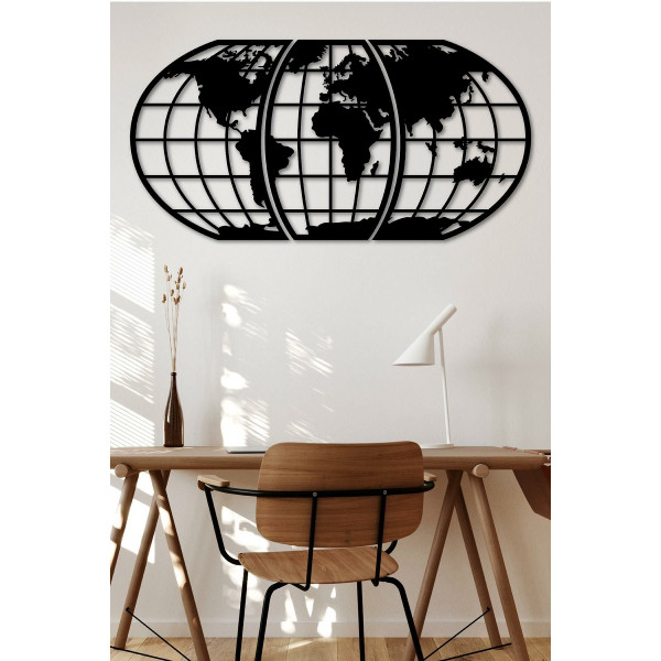 DoreArt World Map 11 Metal Duvar Tablosu, Ev Ofis Duvar Panosu