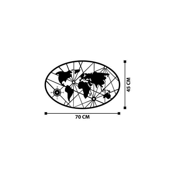 DoreArt World Map Small Metal Duvar Tablosu, Ev Ofis Duvar Panosu