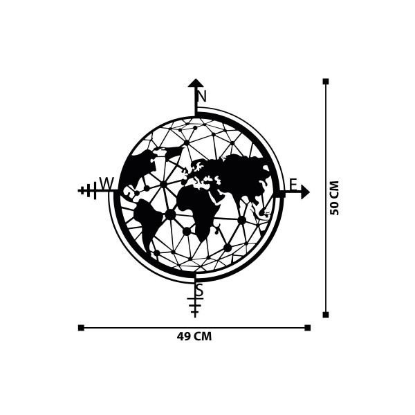 DoreArt World Map Metal Duvar Tablosu, Ev Ofis Duvar Panosu