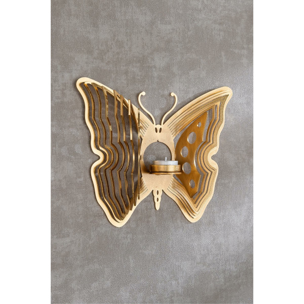 Butterfly Dekoratif Obje Duvar Panosu Mumluk Şamdan T Light Aydınlatma
