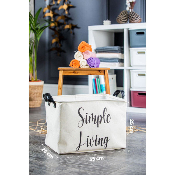 3 Adet Simple Living Maxi Kanvas Dikdörtgen Sepet  - 25x25x35 cm