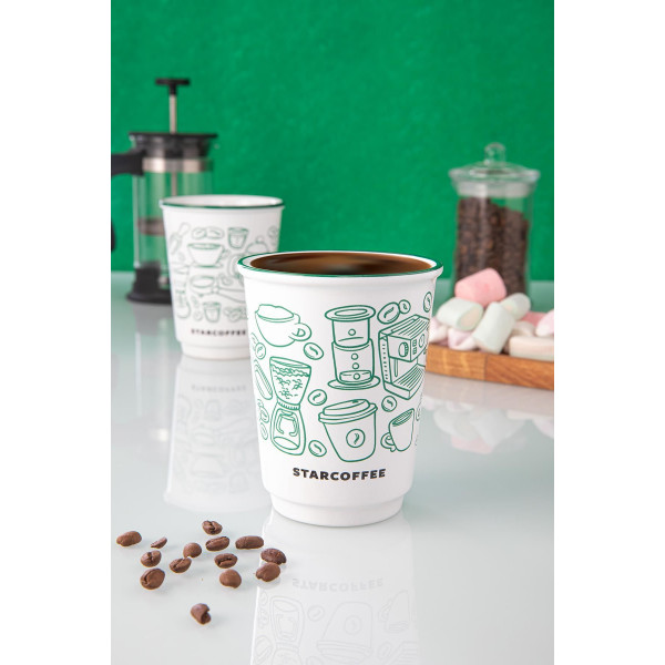 StarCoffee 2 ADET Cappucino, Filtre Kahve, Çay, Nescafe Fincan, 310 Ml. Kulpsuz Kupa