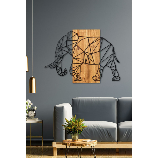 DoreArt Elephant Ahşap & Metal Duvar Tablosu, Ev Ofis Duvar Panosu