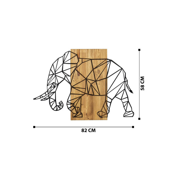 DoreArt Elephant Ahşap & Metal Duvar Tablosu, Ev Ofis Duvar Panosu