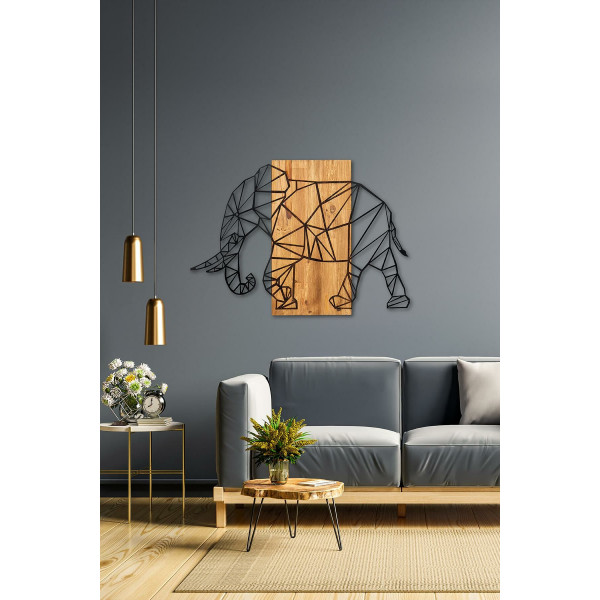 DoreArt Elephant Ahşap & Metal Duvar Tablosu, Ev Ofis Duvar Panosu