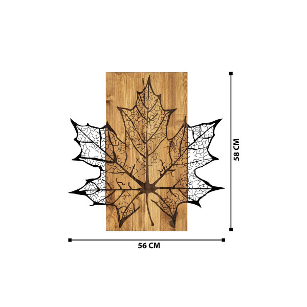 DoreArt Leaf Ahşap & Metal Duvar Tablosu, Ev Ofis Duvar Panosu