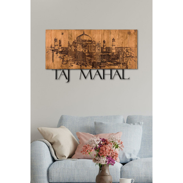 DoreArt Taj Mahal Ahşap & Metal Duvar Tablosu, Ev Ofis Duvar Panosu