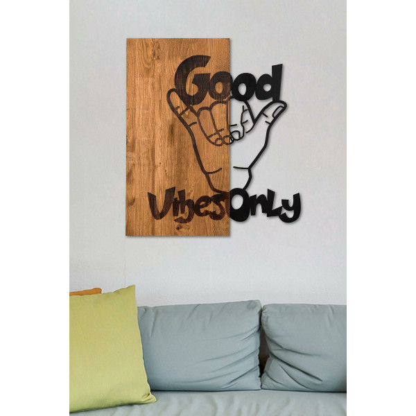 DoreArt Good Vibes Ahşap & Metal Duvar Tablosu, Ev Ofis Duvar Panosu