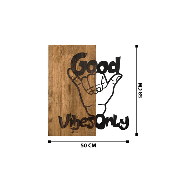 DoreArt Good Vibes Ahşap & Metal Duvar Tablosu, Ev Ofis Duvar Panosu