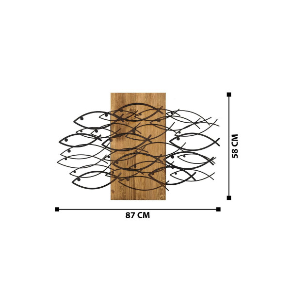DoreArt Fish Ahşap & Metal Duvar Tablosu, Ev Ofis Duvar Panosu
