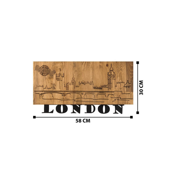 DoreArt London Ahşap & Metal Duvar Tablosu, Ev Ofis Duvar Panosu