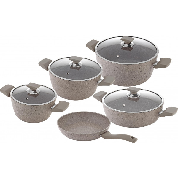 9 Pcs Non-Stick Cookware Set20-24-28 Pots28 Shallow Pot28 Fry PanGlass Lid