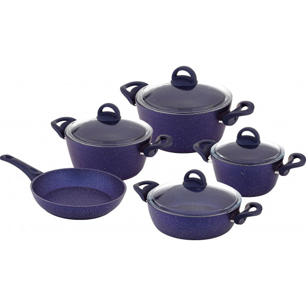 9 pcs Non-Stick Cookware Set20-24-28 cm Granite Pots28 cm Shallow Pot28 cm Fry Pan