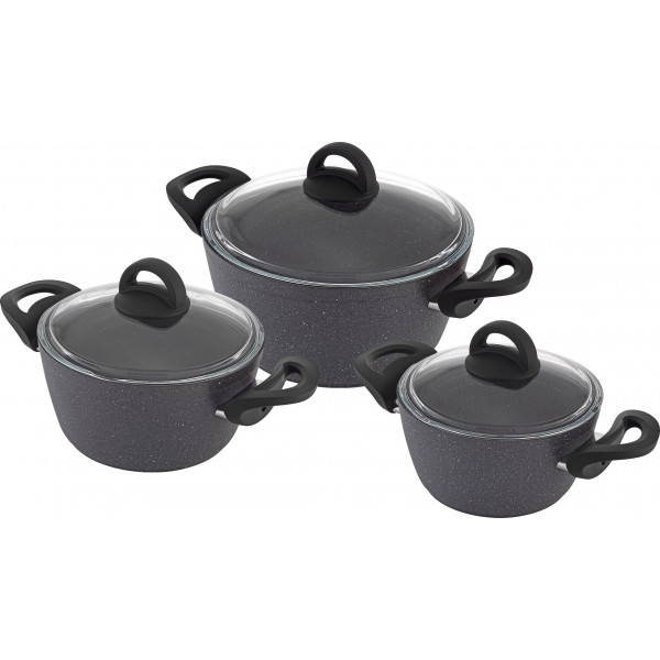 6 pcs Non-Stick Cookware Set18-20-22 cm Granite Pots