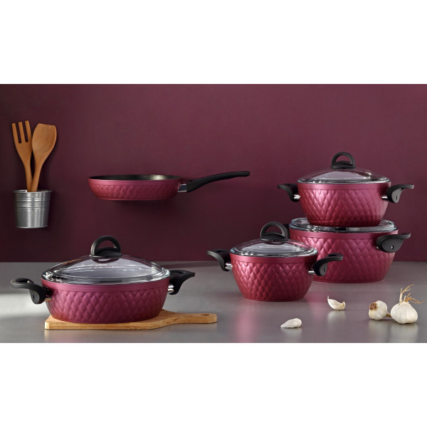 9 pcs Non-Stick Cookware Set18-20-24-26 cm Granite Pots26 cm Fry Pan