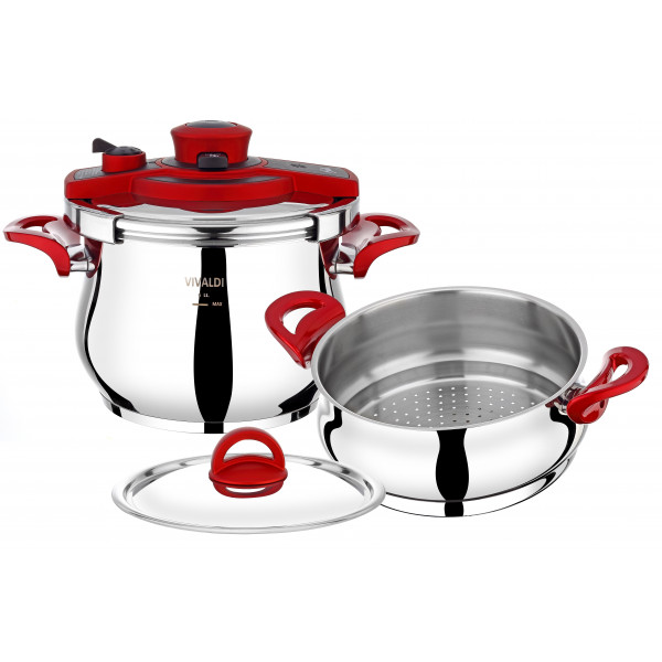 Practical Pressure Cooker Set3,5 - 5 Liter Pressure CookerGlass Lid Ø 22 Diameter 