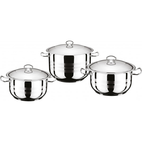 6 Pcs Middle Cookware SetØ 20-22-24 Deep PotsSteel Handles