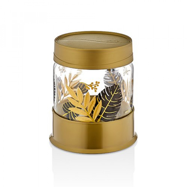 Golden Leaf Decorated Storage Jar 425cc