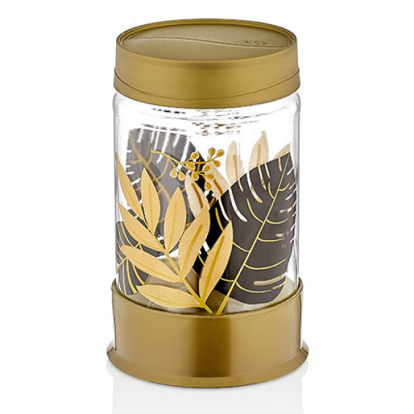 Golden Leaf Decorated Storage Jar 660cc