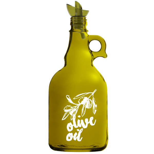 1 lt دمجان زيت لون اخضر شفاف طبعة "Olive Oil " ابيض 