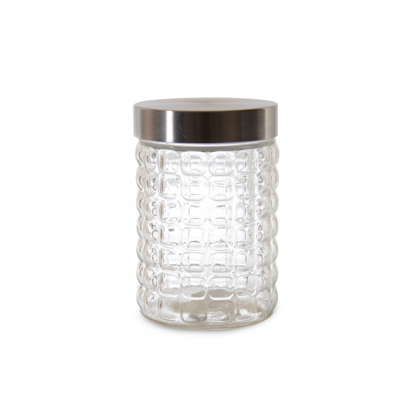 METAL LID, GLASS JAR 17 cm