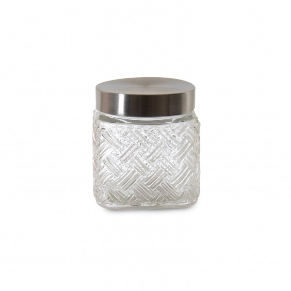 SQUARE GLASS JAR WITH METAL LID 12.5 cm